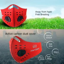 PM25 - masque protecteur buccal / facial - double valve d'air - anti bactérien / anti pollution