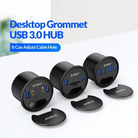 Przelotka na biurko - HUB USB 3.0 typ-C - rozdzielacz wysokiej prędkości - z adapterem SD/TF/słuchawki/mikrofon - do PCHuby