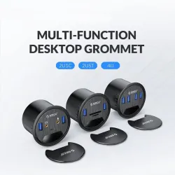 Przelotka na biurko - HUB USB 3.0 typ-C - rozdzielacz wysokiej prędkości - z adapterem SD/TF/słuchawki/mikrofon - do PCHuby