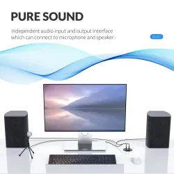 Desktop grommet - USB 3.0 HUB type-C - high speed splitter - with SD / TF / headphone / microphone adapter - for PC