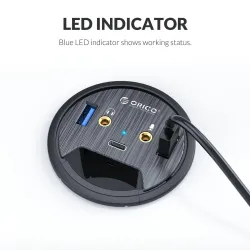 Desktop grommet - USB 3.0 HUB type-C - high speed splitter - with SD / TF / headphone / microphone adapter - for PC