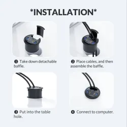 Desktop grommet - USB 3.0 HUB type-C - high speed splitter - with SD / TF / headphone / microphone adapter - for PC