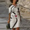 Vintage elegant dress - with floral print / short sleeves