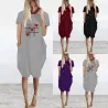 Modisches Vintage lockeres Kleid - mit Taschen / Herzdruck