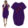 Modisches Vintage lockeres Kleid - mit Taschen / Herzdruck