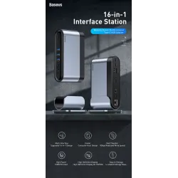 Baseus - USB-C 3.0 / HUB Typ-C auf HDMI - RJ45 VGA SD / TF - Netzteil - 17 in 1 Dockingstation für Macbook Pro