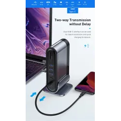 Baseus USB C HUB Type C to HDMI-compatibe RJ45 VGA SD/TF Reader USB 3.0 PD Power Adapter 17 in 1 Docking Station For Macbook pro