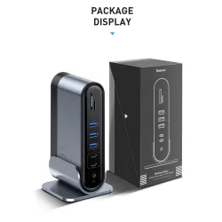 Baseus - USB-C 3.0 / HUB type-C to HDMI - RJ45 VGA SD / TF - power adapter - 17 in 1 docking station for Macbook Pro