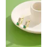 Eleganckie złote kolczyki - z kwadratowym zielonym kryształemKolczyki