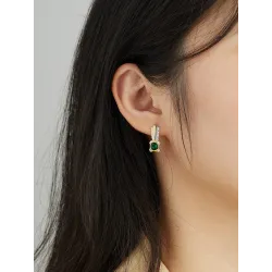 INALIS Gold Plated Stud Earrings For Women Square Green Copper Earring Female Wedding Fashion Jewelry Hot Selling Festival Gift