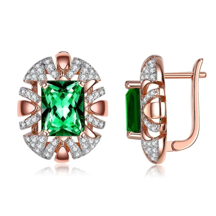 AretesEarrings For Women Shining Clear Cubic Zirconia Romantic Rose Gold Copper Earring Anniversary Fashion Jewelry