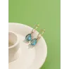 Fashionable gold earrings - blue crystal water drops