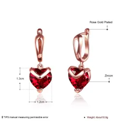 Luxurious earrings with red crystal heart