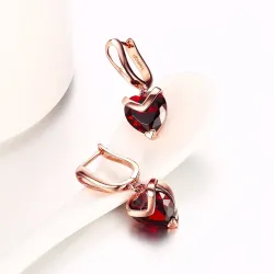 Luxe oorbellen met rood kristal hartjeOorbellen