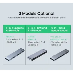 UGREEN - HUB USB C double type-C vers multi USB 3.0 4K HDMI - adaptateur Thunderbolt 3 - pour MacBook Pro Air