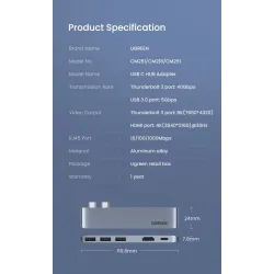UGREEN - USB C HUB dual type-C til multi USB 3.0 4K HDMI - adapter Thunderbolt 3 - for MacBook Pro Air