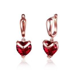 AretesHeart Shape Fashion Earrings For Women Statement Transparent Red Zircon Rose Gold Korea Drop Earring Jewelry Hot
