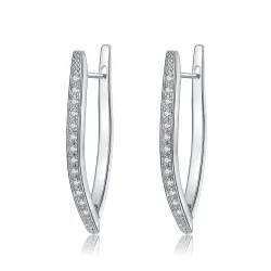 Elegant earrings with crystals - V-shape