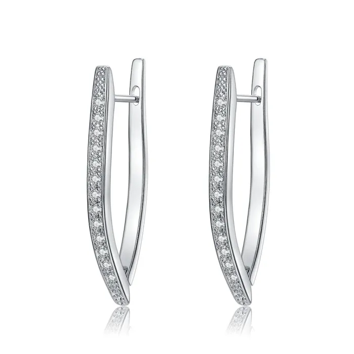 Elegante Ohrringe mit Kristallen - V-Form