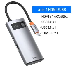 Baseus - HUB USB 3.0 typu C do HDMI RJ45 - czytnik SD PD - stacja dokująca - rozdzielacz - do MacBook ProHuby