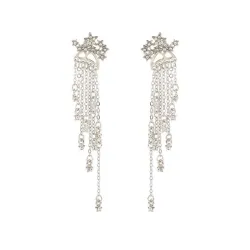 Classic long crystal earrings with stars streamlined