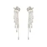 Classic long crystal earrings with stars streamlined