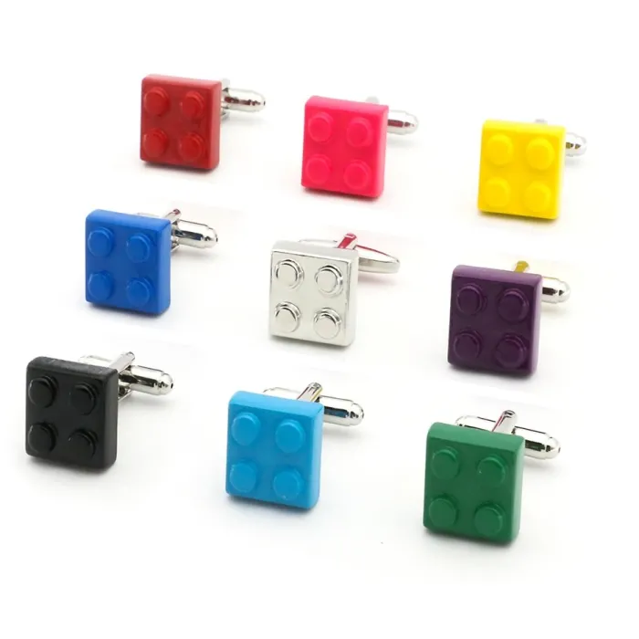 Block cufflinks muti-color bricks design
