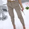 Fashionable slim pants - with zippers / pockets / belt