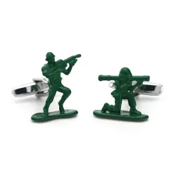 Trendy green cufflinks - contra fighter