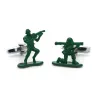 Trendy green cufflinks - contra fighter