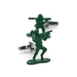 Trendy green cufflinks - contra fighter