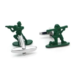 Trendy green cufflinks - contra fighter