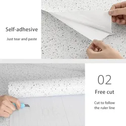 Waterproof PVC Wallpaper Marble Gravel Wall Sticker For Kitchen Cabinet Countertop Self-adhesive Contact Paper Decor