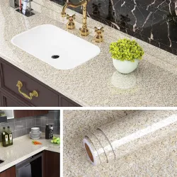 Waterproof PVC Wallpaper Marble Gravel Wall Sticker For Kitchen Cabinet Countertop Self-adhesive Contact Paper Decor