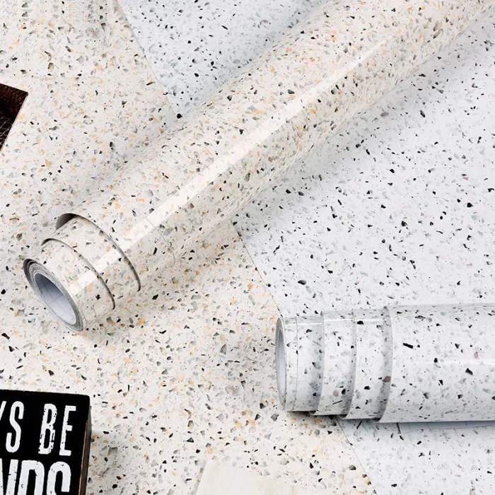 Waterproof PVC Wallpaper Marble Gravel Wall Sticker For Kitchen Cabinet Countertop Self-adhesive Contact Paper Decor