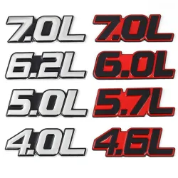 Metalowa naklejka 3D na samochód - emblemat wielkości silnika - 4.0L - 7.0LNaklejki