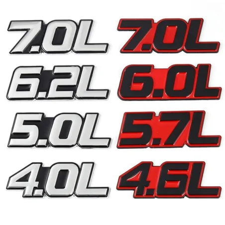 Metalowa naklejka 3D na samochód - emblemat wielkości silnika - 4.0L - 7.0LNaklejki