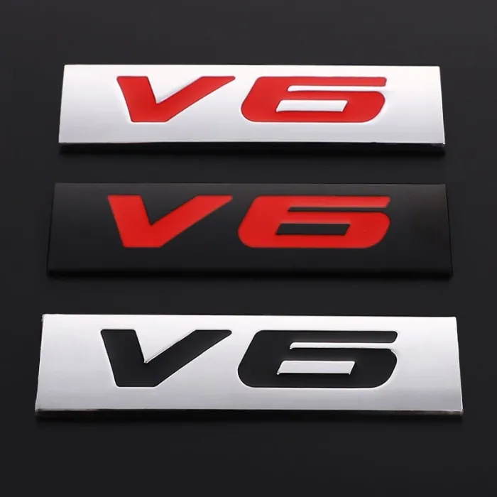 Metalowa naklejka 3D na samochód - emblemat wielkości silnika - V6 - V8Naklejki