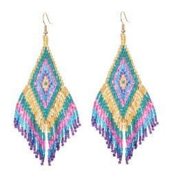 Ethnic style long earrings - with crystals beads