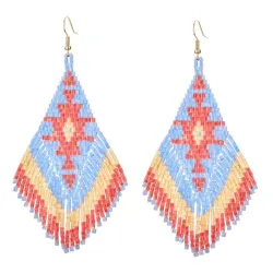 Ethnic style long earrings - with crystals beads