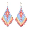Ethnic style long earrings - with crystals beads