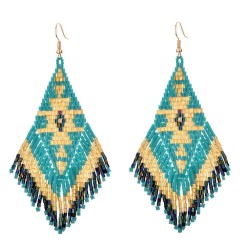 Ethnic Earings Fashion Jewelry Boho Drop Earrings for Women Bohemian Long Tassel Crystal Bead Handmade Earring Fringe Gifts