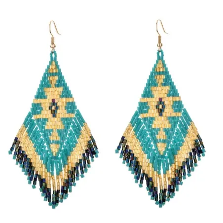 Ethnic style long earrings - with crystals beads