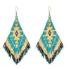 Ethnic style long earrings - with crystals beads
