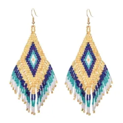 Ethnic style long earrings - with crystals beads