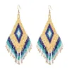 Ethnic style long earrings - with crystals beads