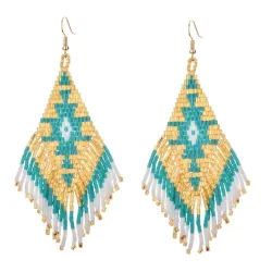 Ethnic style long earrings - with crystals beads