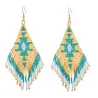 Ethnic style long earrings - with crystals beads