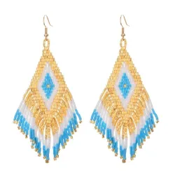 Ethnic style long earrings - with crystals beads