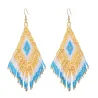Ethnic style long earrings - with crystals beads